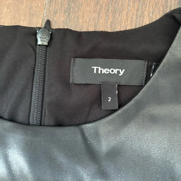 Theory Faux Leather Fitted Sheath Sleeveless Dress Size 2 - Picture 5 of 7